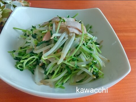 シャキシャキ♡豆苗もやしハムの炒めもの